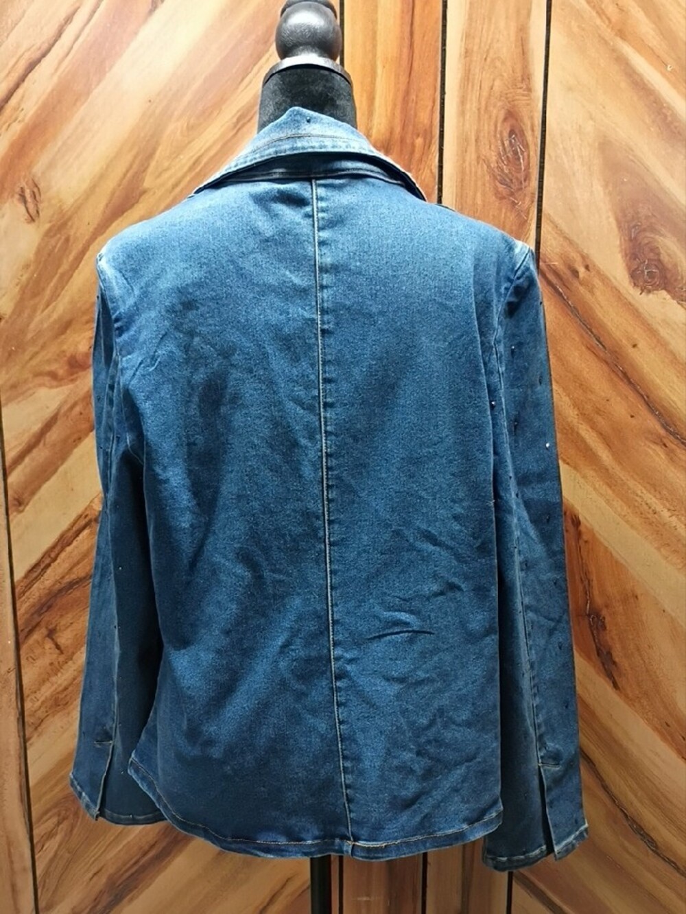 Nwt DG2 By Diane Gilman Tailored Denim Jacket/Blazer With Rhinestone Size L - Picture 2 of 11